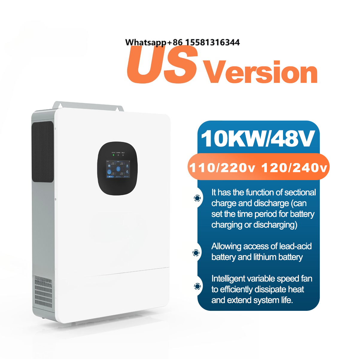 Split Phase Inverter 10Kw 110V 220V - محول طاقة هجين UNC 10KW 10KVA