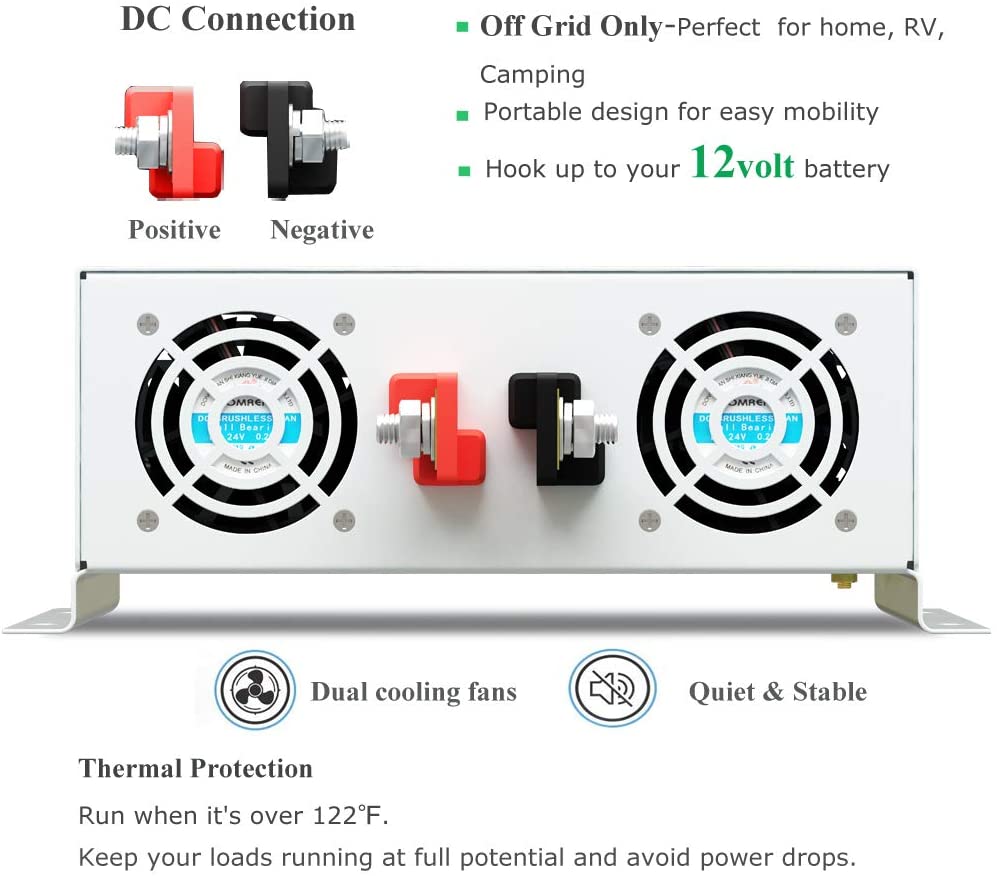 خارج الشبكة الشمسية العاكس 24  - مراجعة Inverter Pure Sine Wave 60Hz 120V 3000W وسعره